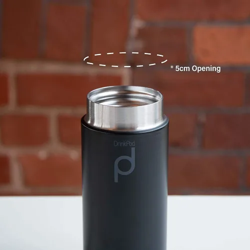 Miniatura 5 de Drinkpod Grunwerg HCF-200BK - Frasco de cápsula aislado al vacío, acero inoxidable, negro, 6.8 fl oz