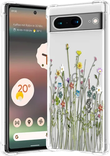 Miniatura 41 de RALEAVO - Funda floral para Google Pixel 7a, funda transparente con hojas y flores, diseño delgado y lindo para niñas y mujeres, cubierta de Verde