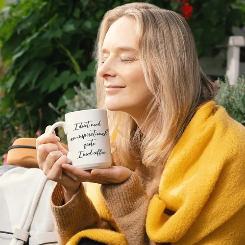 Miniatura 3 de Taza de café "I Need Coffee"; taza de cerámica blanca fresca de 15 onzas con un divertido eslogan; gran regalo único de cumpleaños o novedad