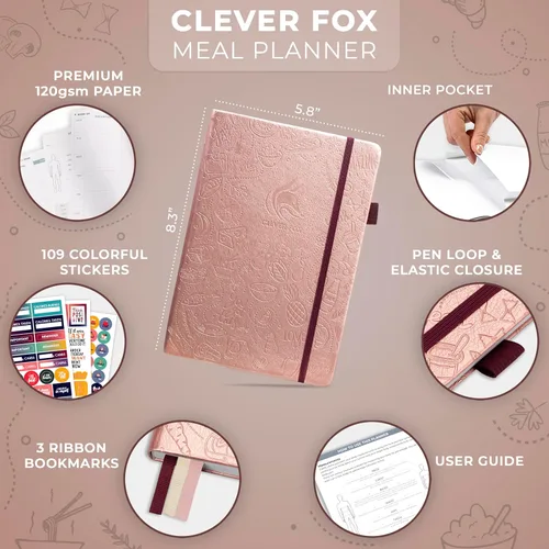 Miniatura 2 de Clever Fox Agenda semanal de comidas, diario de preparación de comidas semanal y diario con listas de compras y comestibles para planificación