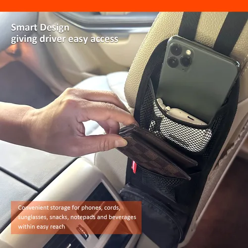 Miniatura 5 de Organizador Lateral para Asiento de Coche, Bolsa Colgante de Almacenamiento para Asiento de Auto, para Teléfonos, Bebidas, Soporte para Cosas