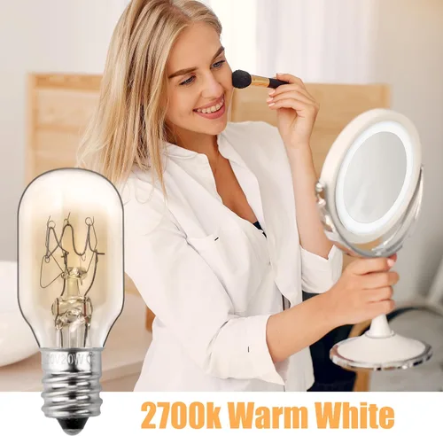 Miniatura 7 de Reemplazo de bombilla incandescente de 20 W, 120 V, adecuado para espejo de maquillaje iluminado Conair RP34B, base de portavelas E12, 2700 K