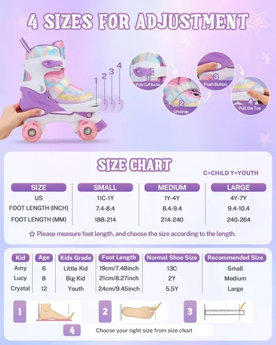 Miniatura 6 de Gonex Patines de ruedas para niñas, niños y mujeres con todas las ruedas iluminadas, patines ajustables para principiantes, niños pequeños