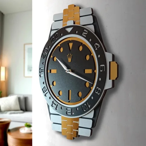 Reloj de Pared Hecho a Mano con Temática de Rolex con Apariencia de Reloj de Pulsera, Reloj Analógico Grande y Silencioso, Reloj de Madera Grande y