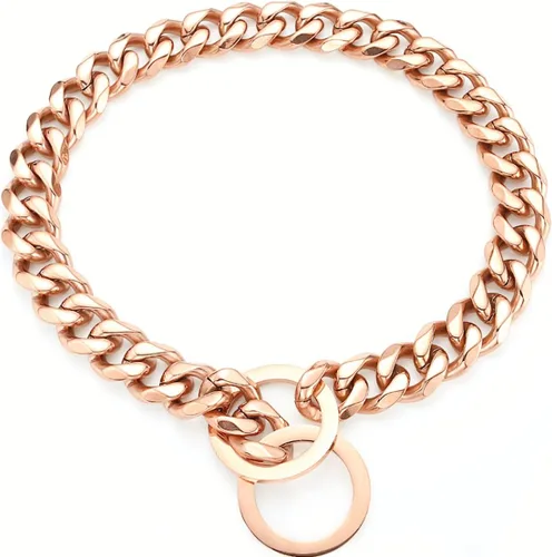 Collares de cadena de oro rosa para perros grandes, medianos y pequeños, ancho de 0.59/0.79/0.79 pulgadas, collares de metal de acero inoxidable, a