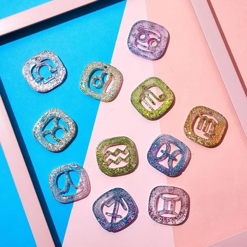 Miniatura 5 de 3 piezas de signos del zodiaco llaveros de resina moldes de silicona con agujero de constelación colgante de silicona epoxi resina UV molde