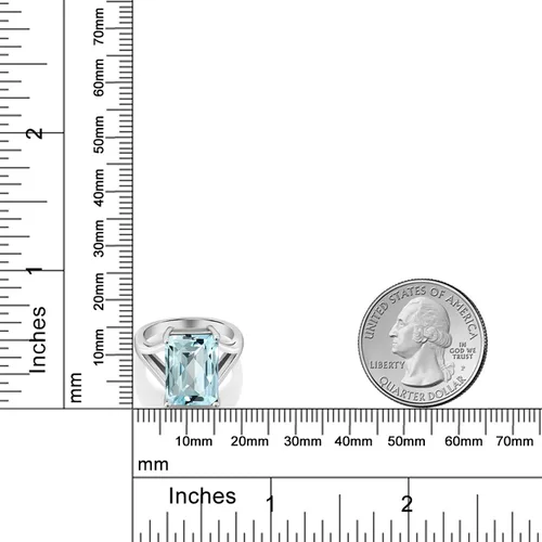 Miniatura 16 de Gem Stone King Anillo de compromiso solitario con piedra preciosa de corte esmeralda de 0.551 x 0.394 in para mujer, plata de ley 925, anillo