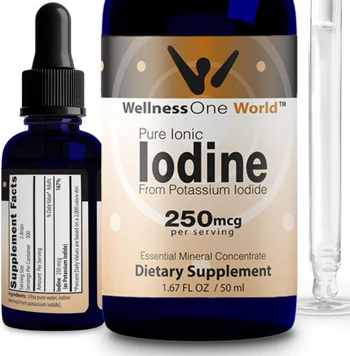 WellnessOne Gotas de yodo para apoyo tiroideo - Suplemento de yodo líquido de acción rápida de yoduro de potasio - Ideal para inmunidad y cognición