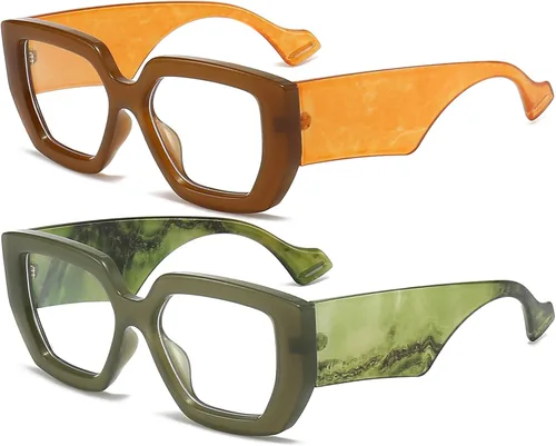 Miniatura 18 de AIEYEZO Gafas de luz azul con marco grueso para hombres y mujeres, gafas cuadradas de moda para computadora, antifatiga ocular y previenen el dolor
