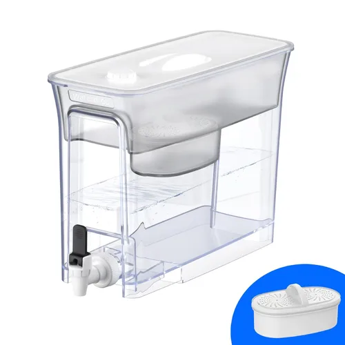 Waterdrop - Dispensador de filtro de agua delgado de 35 tazas, gran capacidad, larga duración de 200 galones, filtración más rápida, reduce el Blanco