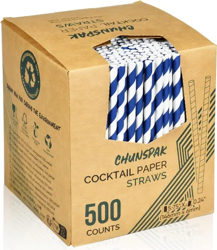 Miniatura 25 de 14,6 cm x 0,79 cm Pajitas de papel desechables de bambú verde para bebidas cortas, cócteles mezclados, margaritas, licuados y batidos - Sin embalar
