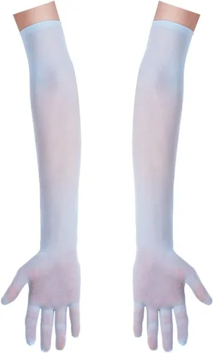 Miniatura 4 de Alvivi Guantes largos de malla transparente para mujer, longitud del codo, dedos completos, medias y manoplas para club