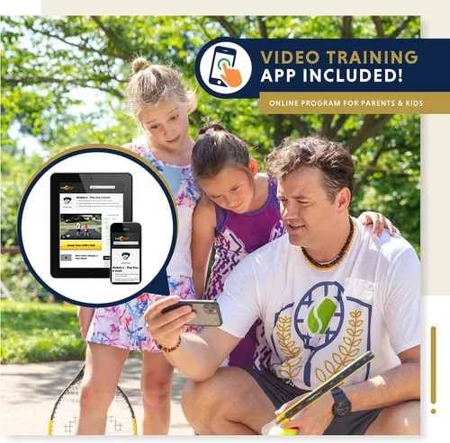 Miniatura 4 de Raqueta de tenis para niños con videos de entrenamiento – Raqueta de tenis juvenil de aluminio con mango de neopreno para niños de 5 a 12 años