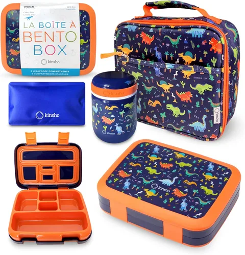 Caja Bento con Térmico, Tarro de Comida de Acero Inoxidable para Comida Caliente-Fría o Sopa, Bolsa de Almuerzo Aislada y Set de Paquete de Hielo