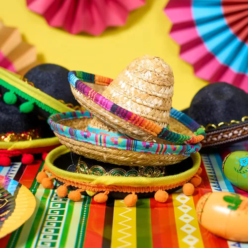 Miniatura 9 de JOYIN 6 diademas de tela y sombrero de paja del Cinco de Mayo, para disfraz de fiesta divertida, suministros de fiesta, accesorios de fotos
