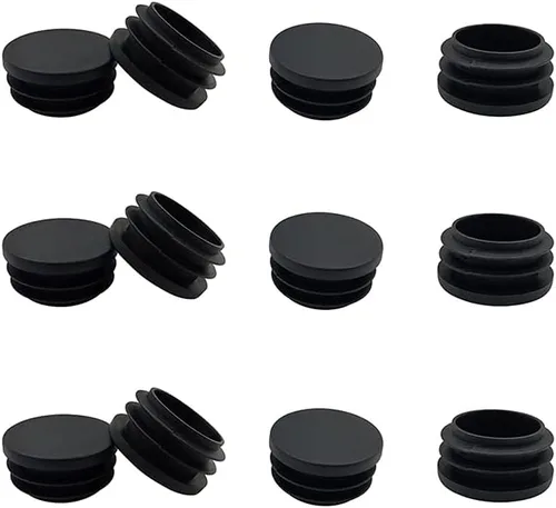 12 piezas de tapones de plástico negro de 25 mm (1 pulgada), tapa de extremo de tubo para acabado de muebles de tubo redondo