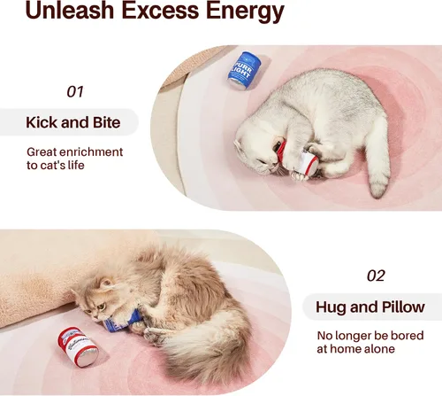 Miniatura 5 de Potaroma Juguetes para gatos de simulación de cerveza, 2 piezas, juguete de sonido arrugado, juguetes duraderos para patadas de gatitos, ejercicio