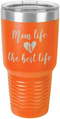 Miniatura 13 de Vaso grabado con texto en inglés "MOM LIFE IS THE BEST LIFE Engraved 30oz" grabado con láser en polvo de acero con revestimiento de polvo taza