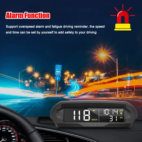 Miniatura 3 de Velocímetro solar digital para coche con pantalla LCD, visualización de cabeza arriba, alarma de exceso de velocidad, pantalla de KMH/MPH