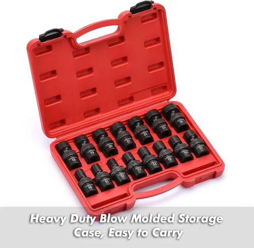 Miniatura 8 de CASOMAN Juego de 15 dados de impacto universales estándar de 1/2", 6 puntos, métrico, 10-24mm