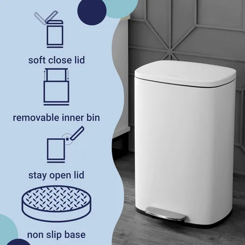 Miniatura 3 de happimess HPM1006C Connor - Bote de basura rectangular con tapa de cierre suave y mini bote de basura gratis, moderno a prueba de huellas dactilares