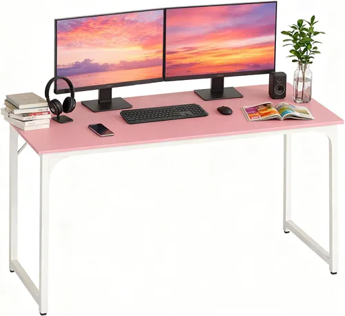 Miniatura 27 de BestOffice Escritorio para computadora, escritorio de oficina en casa, estilo moderno y simple para oficina en casa, estudio y escritura