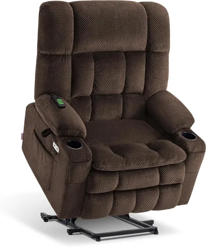 Miniatura 25 de MCombo 7893 - Silla reclinable pequeña de doble motor para ancianos pequeños, silla elevadora de gravedad cero con calor y masaje, posición Beige