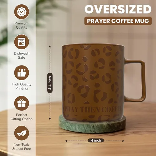 Miniatura 3 de Taza de café de gran tamaño de 22 onzas con cita motivacional Fueled by Jesus – Taza de café extragrande perfecta para regalos – Ideal para té
