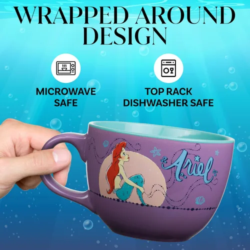 Miniatura 3 de Silver Buffalo Taza de cerámica de las princesas de Disney Sirenita Ariel Moonlight, para sopa, de 24 onzas Varios