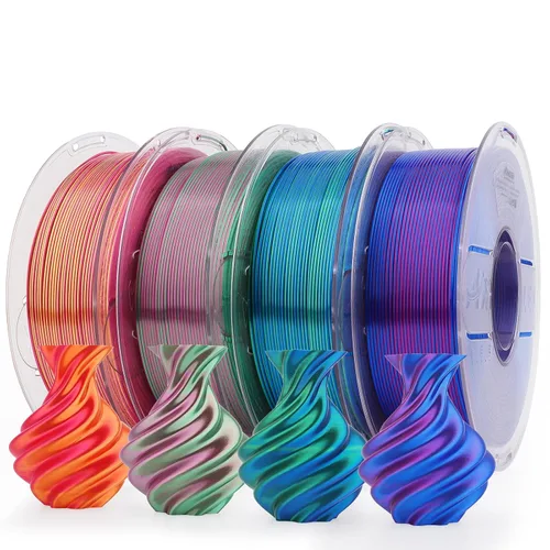 Miniatura 40 de AMOLEN Paquete de filamento PLA de seda para impresora 3D de 4.4 lbs, paquete de ácido poliláctico de doble color de 0.069 in, filamento PLA