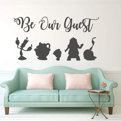 Miniatura 4 de Calcomanía de pared Be Our Guest - La Bella y la Bestia - Lumiere, Mrs Potts, Chip, Cogsworth y Featherduster