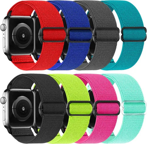 Miniatura 6 de Paquete de 8 correas elásticas deportivas de repuesto compatibles con IWatch de 1.496 pulgadas/1.575 pulgadas/1.614 pulgadas/1.654 pulgadas/1.732