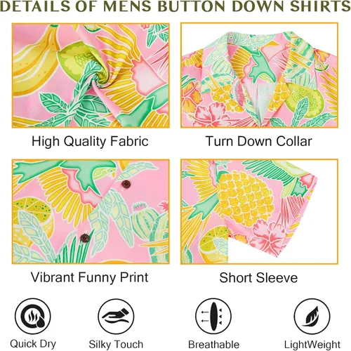 Miniatura 116 de Camisa hawaiana para hombre, con estampado floral, cómoda, con botones, casual, manga corta, ropa de playa para hombre