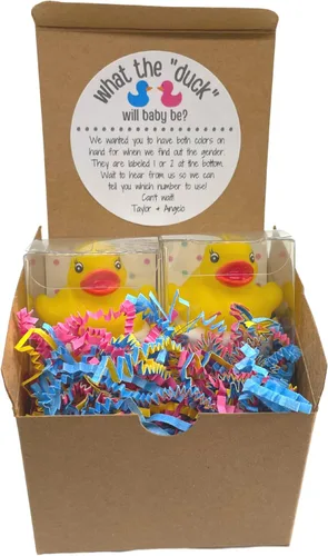 Miniatura 9 de Goma pato revelación de género Fizzes por correo Anuncio de embarazo Caja de regalo incluye mensaje personalizado para familiares y amigos