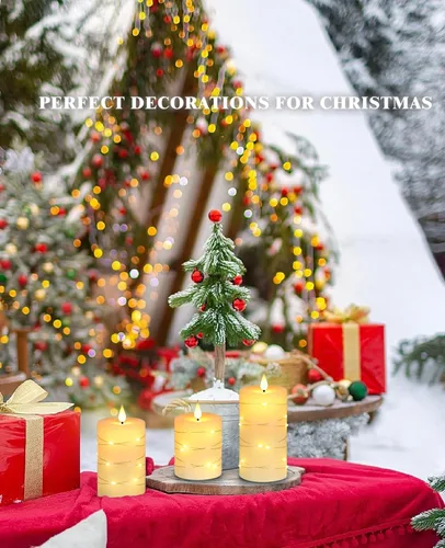 Miniatura 2 de Da by Velas sin llama con tira de luces, velas que funcionan con pilas, velas LED parpadeantes con control remoto y temporizador, cera real, paquete