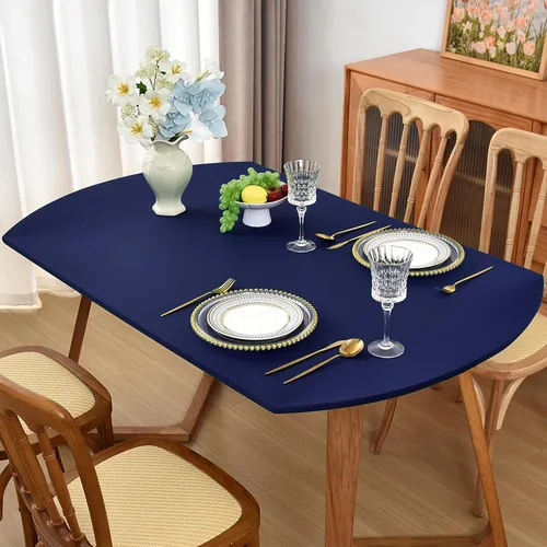 Miniatura 8 de Mantel redondo de elastano ajustable de 48 pulgadas, mantel plegable elástico de picnic, mantel elástico para mesa de patio, manteles lavables