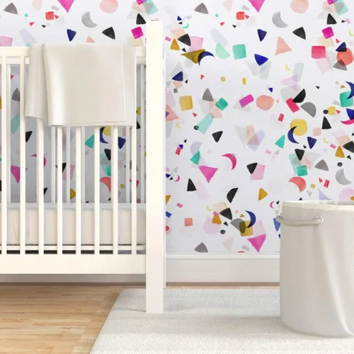 Miniatura 6 de Despegar y pegar papel tapiz Swatch - Confeti Fiesta Cumpleaños Formas Coloridas Acuarela Abstracto Geométrico Lindo Mod Papel pintado personalizado