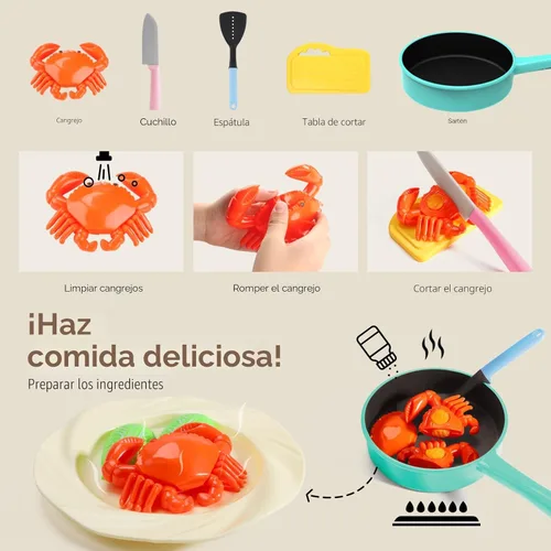 Miniatura 5 de GILOBABY Accesorios de Cocina de Juguete, Conjuntos de Comida de Juguete para Cocina de Juguete para Niños con Juego de Ollas y Sartenes, Utensilios