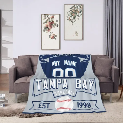 Miniatura 30 de Manta personalizada para fanáticos de la cama, regalo de béisbol, ciudad, invierno, verano, manta de forro polar con nombre y número personalizados