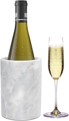 Miniatura 8 de Kota Japan Enfriador de botellas de vino y champán con piedra de mármol blanco, 7 x 5 pulgadas, elegante soporte para utensilios de cocina