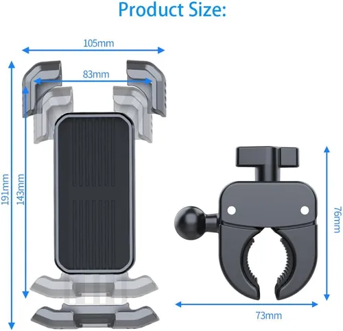 Miniatura 2 de Soporte de teléfono para motocicleta, manillar de teléfono para iPhone, Samsung, Android, 4-7 pulgadas, abrazadera para teléfono celular, kit