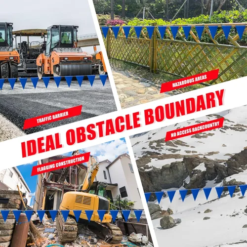 Miniatura 5 de Banderines de advertencia de seguridad de 105 pies – Banderas triangulares multiusos OSHA de alta visibilidad para valla exterior, trabajos