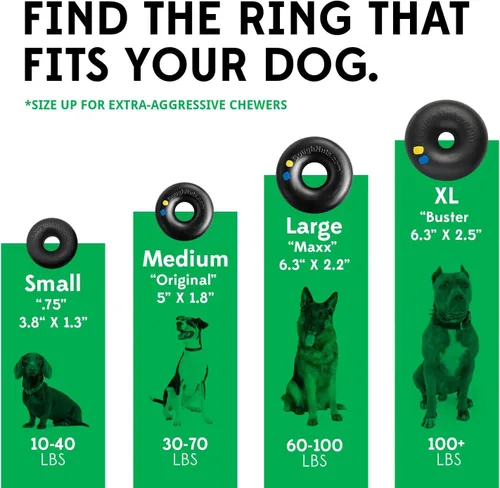 Miniatura 4 de Goughnuts - Juguete de goma para morder para perros Med.75, verde, anillo