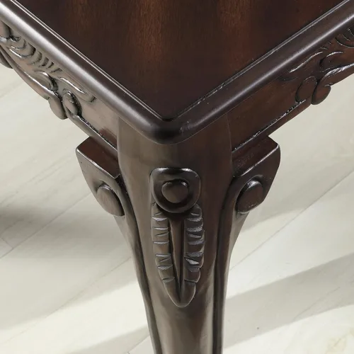 Miniatura 5 de Roundhill Furniture - Mesa de café de madera con detalles ornamentados tradicionales, color cereza oscuro