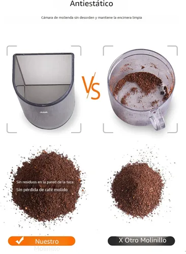 Miniatura 6 de Aromaster Molinillo de Frijoles de Café con 48 Configuraciones de Molienda, Molinillo de Café de Rebaba Cónica para Uso Doméstico, Acero Inoxidable