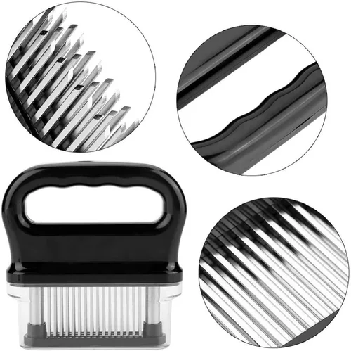Miniatura 6 de Herramienta ablandadora de carne con 48 hojas de aguja ultra afiladas de acero inoxidable para ablandar carne, carne de res con cepillo de limpieza