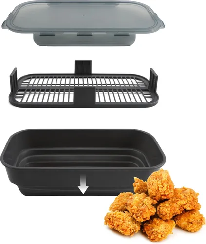 Miniatura 8 de COOK WITH COLOR Tazón Plegable para Rebozar - Recipiente Agitador para Rebozar Sin Ensuciar - Ideal para Pescado Frito, Pollo Frito, Aros de Azul