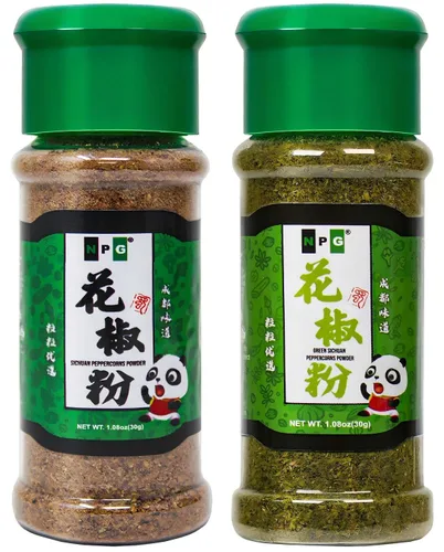 Polvo de maíz rojo Sichuan de alta calidad + pimienta verde, 1.08 onzas cada uno, una especia adormecedora, pimientos szechuan rojos y verdes para