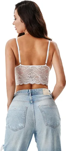 Miniatura 3 de Vorixia - Linda camisola de encaje sin mangas para mujer, bralette de doble capa con cuello en V profundo y soporte