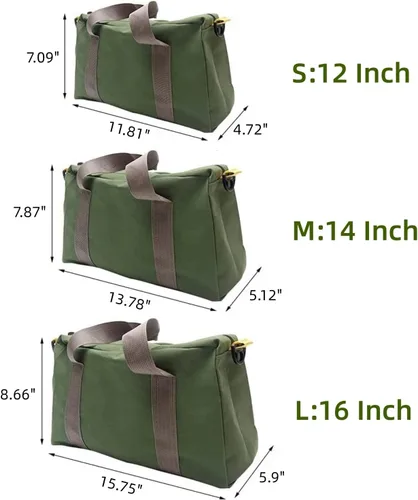 Miniatura 2 de Bolsa de herramientas de boca ancha de lona, bolsa portátil con cremallera, bolsa de almacenamiento de herramientas de gran capacidad